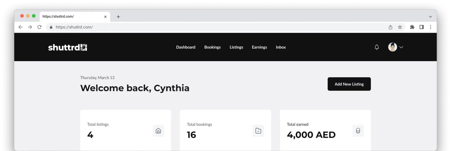 Shuttrd dashboard preview